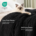 Cottonblue Jacquard Weighted Blanket for Adults 15 lbs Twin Size, Cozy Fluffy Sherpa Fleece Weighted Throw Blankets 48" x 72" for Sleep Relax, Fuzzy Warm Arch Heavy Blanket Soft for Bed Couch, Black