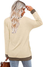 Magritta Women's Long Sleeve Leopard Color Block Tunic Comfy Crewneck T Shirt Tops Black XL