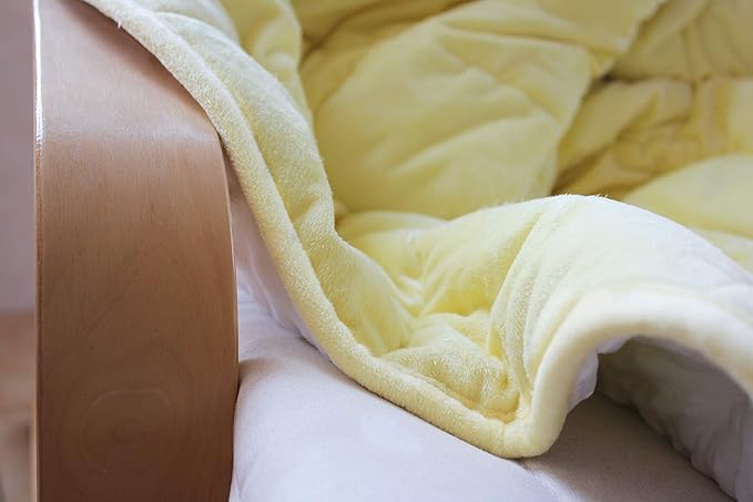 ALANSMA Reversible Weighted Blanket for All Season, Luxury Velvet, Warm and Cool, Adult 20Lb Yellow Weighted Blanket, Enjoy Sleeping Anywhere(Light Yellow,60"x80" 20lbs)