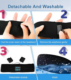 nine-tailed fox Sleep Mask Bluetooth Wireless Headphones Black for Women Men, Washable Sleeping Eye Mask for Side Sleeper, Soft Cotton Eye Music Covers for Travel Home