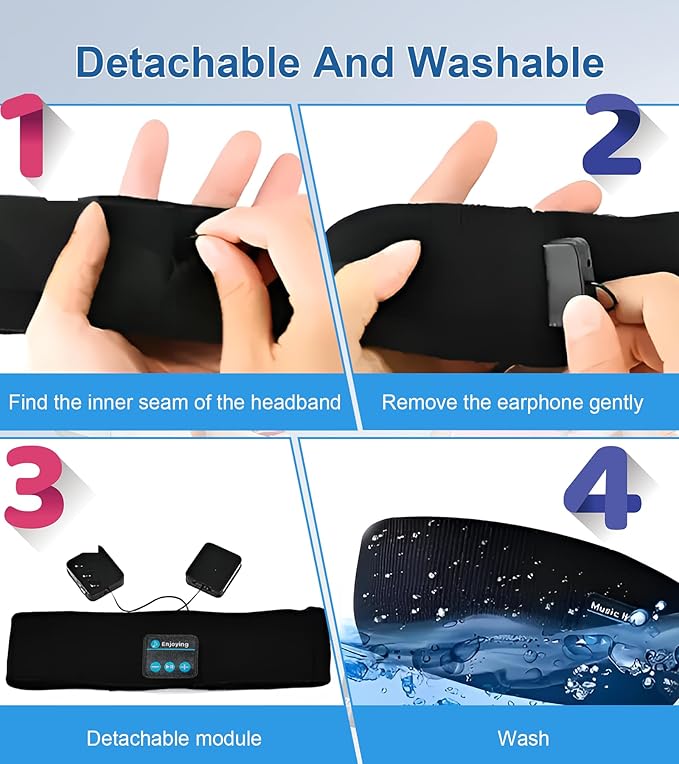 nine-tailed fox Sleep Mask Bluetooth Wireless Headphones Black for Women Men, Washable Sleeping Eye Mask for Side Sleeper, Soft Cotton Eye Music Covers for Travel Home
