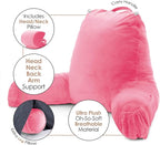 Clara Clark Reading Pillow with Shredded Memory Foam Includes 2 Neck and Lumber Support Pillows, Designed for Sitting Up in Bed and Couch Back and Arms Adjustable Support for Adults & Teens Light Pink