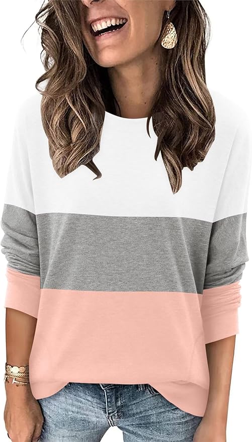 Magritta Women's Long Sleeve Leopard Color Block Tunic Comfy Crewneck T Shirt Tops Black XL