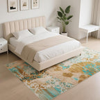 CRYPTOLITE Living Room Rug Washable Abstract Rugs with Non-Slip Backing Low Pile Area Rug for Living Room, Bedroom, Dining Room, 6x9, Orange-Yellow