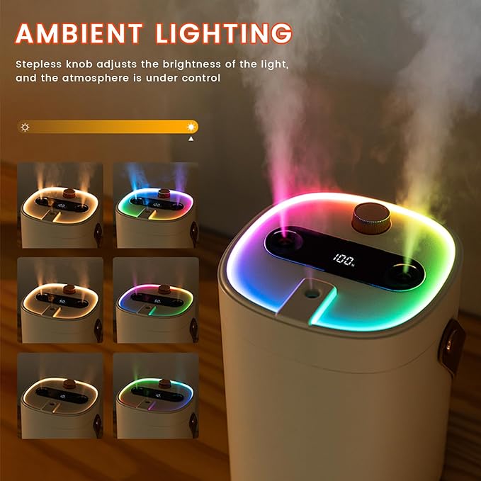 2L Humidifier for Bedroom,Portable Cool Mist Humidifiers,Ultra Quiet 20dB,Top Fill Air Humidifier for Home,Office,Plants,Adjustable Humidity,Night Light,BPA-Free,Beige