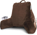 Clara Clark Reading Pillow with Shredded Memory Foam for Sitting Up in Bed and Couch, Back and Arms Adjustable Support Adults & Teens Backrest Pillows for Reading, with Washable Cover Chocolate Brown