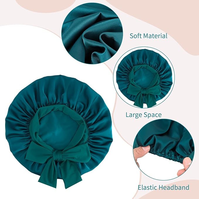 Satin Bonnet Set, Hair Bonnet for Sleeping Silk Bonnet with Eye Mask for Women Curly Hair