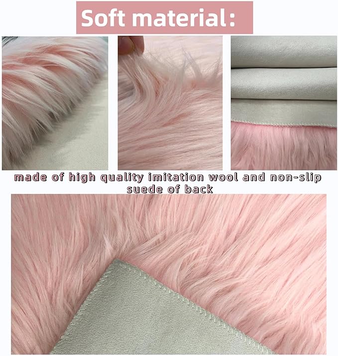12 Inch Pink Square Faux Fur Rug, Small Product Photography Background, Perfect for Jewelry, Mini Bags, Nail Art, Small Vases and Other Desktop Photography (1pcs)