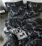 CLOTHKNOW Black Marble California King Comforter Set Black White Bedding Sets Abstract Comforter with 2 x Pillow Cases