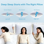 OAISZ Cooling Pillow King Size Set of 2, Shredded Memory Foam Bed Pillows for Sleeping, Adjustable Pillows with Cooling Cover, Soft Yet Supportive Memory Foam Pillows for Side Back Stomach Sleepers