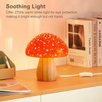 BOHON Mushroom Lamp, Ceramic Bedside Table Lamp for Bedroom Nightstand, Retro Vintage Red Night Light, Small Lamp for Living Room Desk Home Decor Aesthetic, LED Bulb Included, Red