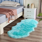 Faux Fur Sheepskin Rug - Light Blue Fluffy Fur Area Rug for Bedroom & Living Room - 2 x 4 Feet