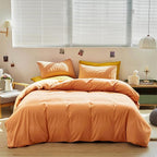 Luxlovery Peach Comforter Set Queen Peachy Pink Bedding Comforter Set Orange Pink Modern Solid Light Orange Blanket Quilts Candy Color 3 Piece Bedding Set for Queen Bed