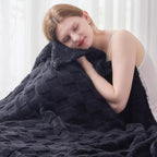NEWCOSPLAY Super Soft Throw Blanket Black Premium Silky Flannel Fleece 3D Checkered Lightweight Bed Blanket All Season Use (Black Checkered, Throw(50"x70"))
