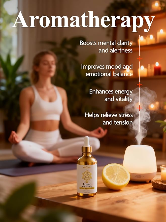 100% Pure Lemon Essential Oil 4 fl oz Thieves Oil Essential Oil - Essential Oils for Diffusers & Aromatherapy & Home Care Gifts for Women - Lemon Oil Essential Oil