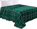 Elegant Comfort Luxury Velvety Feel Blanket, All-Season Lightweight Blanket, Ultra Plush, Soft, Cozy-Fuzzy Flannel Fleece for Couch, Sofa, Bed, Travel, Plaid Design, King/California King, Green