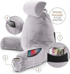 Clara Clark Reading Pillow with Shredded Memory Foam Includes 2 Neck and Lumber Support Pillows, Designed for Sitting Up in Bed and Couch, Back and Arms Adjustable Support for Adults, Grey Lavender