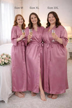 Silk Robes for Women Ankle Length Satin Kimono Robes with Belt Bridemaids Sleepwear Bachelorette Nightgown