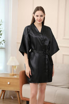 QXQTER Peony Floral Silky Satin Robe Wedding Bridal Party Bride Bridesmaid Robes for Women Dressing Gown Kimono Robe