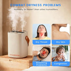 2L Humidifier for Bedroom,Portable Cool Mist Humidifiers,Ultra Quiet 20dB,Top Fill Air Humidifier for Home,Office,Plants，Adjustable Humidity,Night Light,BPA-Free,Khaki