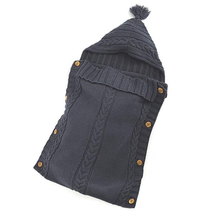 XMWEALTHY Newborn Baby Wrap Swaddle Blanket Knit Sleeping Bag Receiving Blankets Stroller Wrap for Baby Grey 0-6 Month