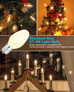 OuuKoo Night Light Bulbs - 4W Dimmable Warm White - E12 Base - Small Clear Glass, C7