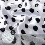 MR&HM Satin Bed Sheets with Elastic Corner Straps, King Size Sheets Set, 4 Pcs Silky Bedding Set with 15 Inches Deep Pocket for Mattress (King, Polka Dot)