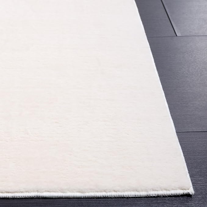 SAFAVIEH Washable Rug Faux Rabbit Fur Shag Collection - 2'3" x 8' Runner, Beige, Slip Resistant & Easy Cleaning, Ideal for Living Room, Hallway, Foyer, Nursery, Bedroom, Boys & Girls Room (FRF100B)