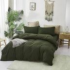 Cottonight Army Green Comforter Set Queen Dark Green Bedding Set Full Plain Modern Style Blanket Quilts Soft Breathable Comforter Set for Women Men
