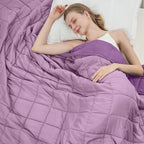 Purple Weighted Blanket for Adults 15lbs, 48"x72" Twin Size, Cooling Heavy Blanket for 120-160lbs with Premium Glass Beads, Soft Thick Big Blankets for All-Season Sleeping Comfort Breathable