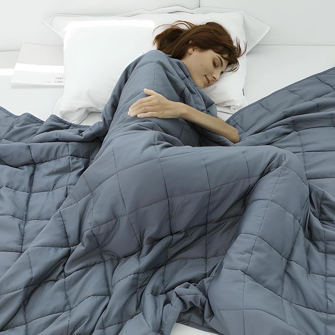 Weighted Idea Weighted Blanket for Adults (Dark Grey,60"x80",17lbs) Cooling Breathable Heavy Blanket with Premium Glass Beads All-Season Soft Thick Comfort