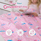 Kivik Weighted Blanket 3 lbs, Breathable Small Heavy Throw Blankets, Sleeping & Calming for Bed Couch Home School, Machine Washable, Cooling Soft Microfiber, 36x48 Inches, Pink Unicorn