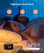 Dreamegg D1+ Sound Machine & Alarm Clock - Sound Machine for Sleep, White Noise Machine with 29 Soothing Sounds, Night Light, 0-100% Dimmable, White Noise Alarm Clock for Bedrooms Adults Baby, Black
