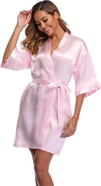 Robe for Women Silky Lightweight Satin Kimono Bride Bridesmaids Wedding Party Robes Dressing Gown Summer Loungewear