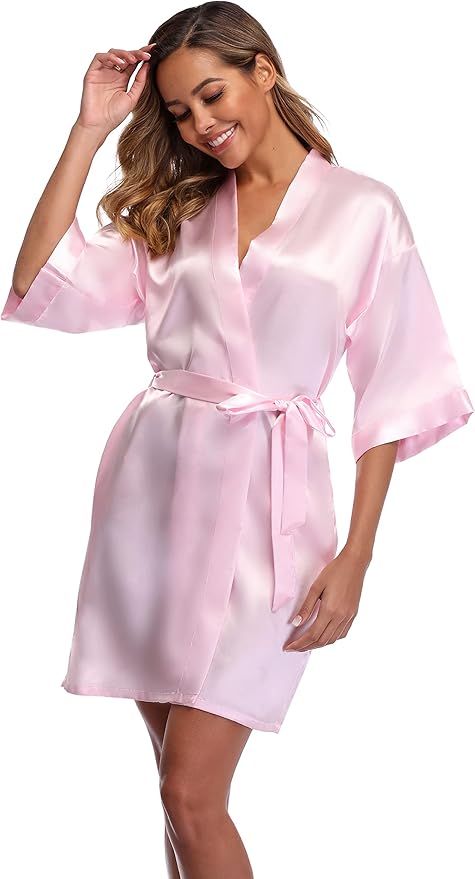 Robe for Women Silky Lightweight Satin Kimono Bride Bridesmaids Wedding Party Robes Dressing Gown Summer Loungewear