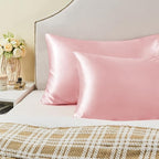 BEDELITE Satin Pillowcase for Hair and Skin, Super Soft and Cooling Similar to Silk Pillow Cases 2 Pack with Envelope Closure, Gift for Women Men(20"x40" King Size, Pink)