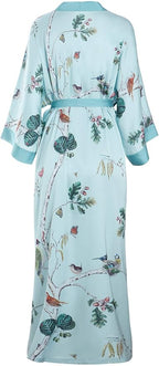 Aensso Long Soft Lightweight Silky Kimonos Robes for Women, Luxury Japanese Floral Womens Kimono Robe