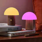 Gingko Mini Alice Mushroom Lamp - Natural Walnut Wood - Touch Control - 7 RGB Lights and Warm Light Mode