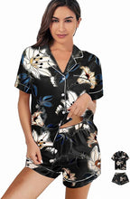 WJing Yi Jia Womens 3Pcs Satin Pajamas Set Floral Silk Pajama Sets Stripe Lounge Set Silky Sleepwear XS-2XL Pjs Long Scarves