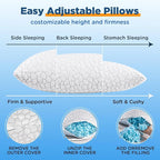 Cooling Pillow Standard Size Set of 2, Adjustable Bed Pillows for Sleeping, Luxury Shredded Memory Foam Pillows 2 Pack, Cool Soft Yet Supportive Firm Pillow for Side,Back,Stomach Sleepers, Hot Sleeper