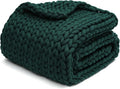 YnM Knitted Weighted Blanket, Handmade Chunky Knitted Design, Soft and Cozy, Temperature Regulating and Breathable, Machine Washable Throw for Sleep or Home Decor (Pacific Green, 60x80 Inch, 15lbs)