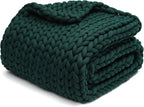 YnM Knitted Weighted Blanket, Handmade Chunky Knitted Design, Soft and Cozy, Temperature Regulating and Breathable, Machine Washable Throw for Sleep or Home Decor (Pacific Green, 60x80 Inch, 15lbs)