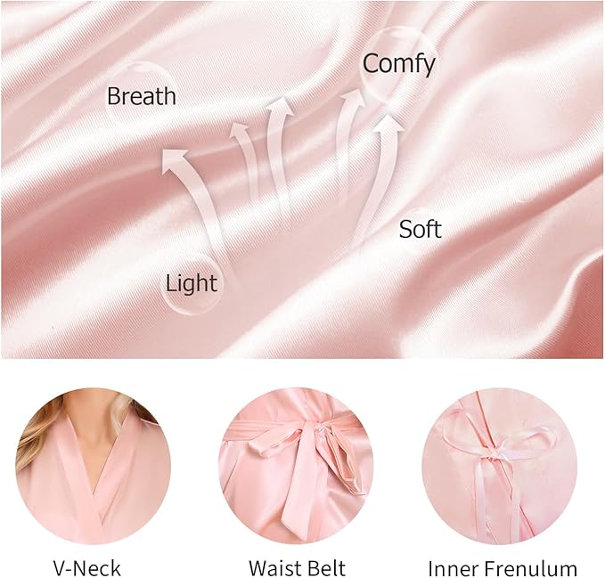 Lovasy Women's Satin Robes Silky Short Robe Lightweight Sleepwear Bride Bridesmaids Bathrobes Dressing Gowns Loungewear S-XXL