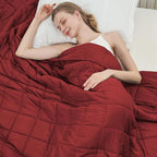 Red Weighted Blanket for Adults 20lbs, 60"x80", Queen Size Cooling Heavy Throw Blanket for 130-220lbs, Microfiber Soft Thick Big Blankets Weighted Comforter Breathable Gift for Sleeping