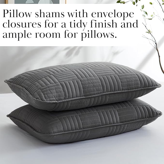 Southshore Fine Living, Inc. Oversized King Quilt Bedding Set with 2 Matching Shams, Coverlet for King/California Size Bedding, Soft, Lightweight Microfiber Quilt Set, Slate