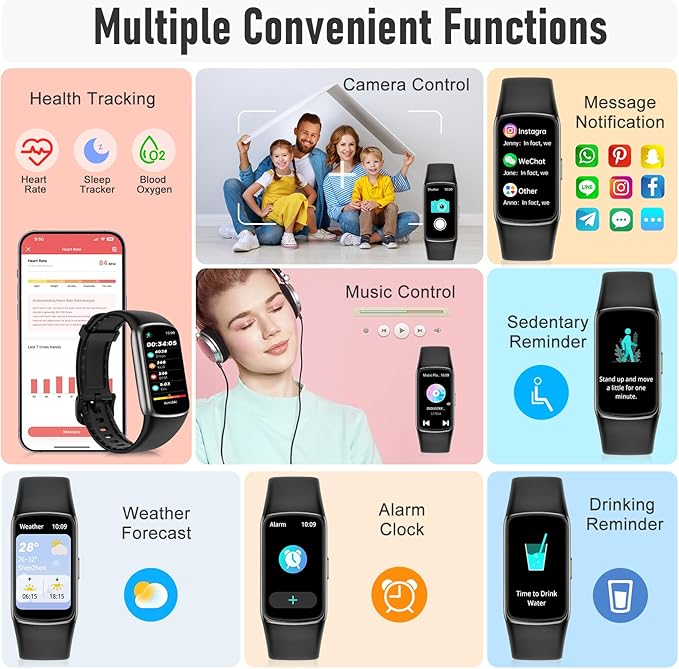 Zeacool Fitness Tracker with 24/7 Heart Rate, Blood Oxygen Sleep Monitor, 123 Sports Modes Calories Smart Watch,IP68 Waterproof Step Counter Activity Trackers Health Pedometer for Women Men