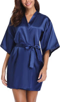 Vlazom Womens Kimono Robes Dressing Gown Satin Bathrobe Nightdress Short Style Bridal Robe