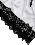 WDIRARA Women' Silk Satin Pajamas Set 4pcs Lingerie Floral Lace Cami Sleepwear with Robe