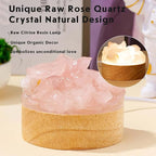 Runyangshi Rose Quartz Night Light with Natural Raw Crystal - USB Pink Glow Mini Lamp for Bedroom, Self-Love, Meditation, Healing Crystal Decor with Wood Base, Gift for Her