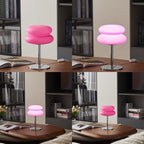 Pink Mushroom Lamp, Mid Century Modern Lamp for Nightstand, Dimmable Retro Egg Tart Bedside Lamps, Home Decor Ambient Lighting Aesthetic Cute Lamps for Bedroom Living Room (NOT Glass)